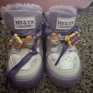 Kids Sneakers - Lavender and White